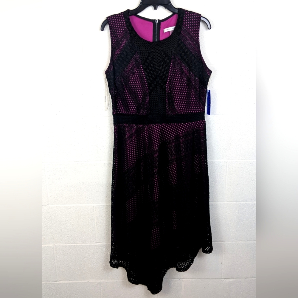 Peter Nygard Sz 8 Asymmetrical Black Pink Dress